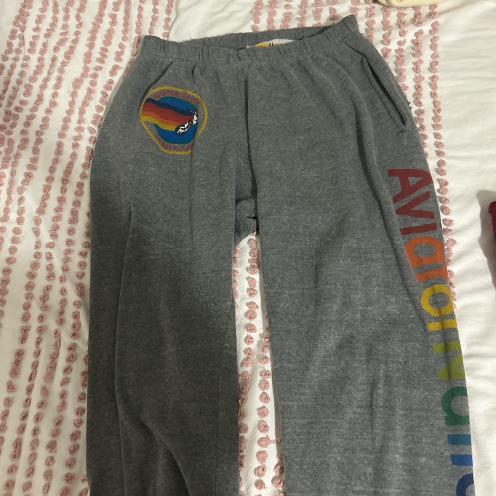 Aviator Nation Gray Joggers with Multicolor Logo